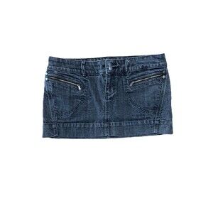 Y2K Low Rise Micro Mini Skirt Black Faded Denim Decree Size 11 Brat Baddie